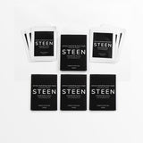 STEEN unisex hydrating face mask set of six, black and white minimalist packaging on white background