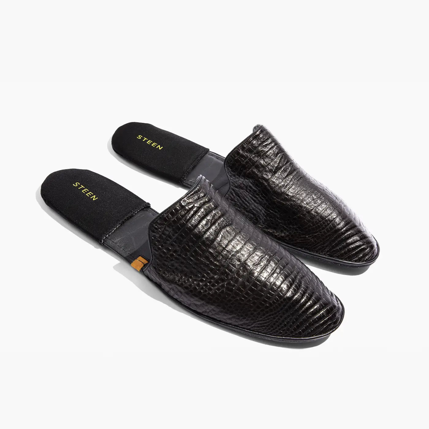 Men’s Crocodile Embossed Leather Foldable Slippers