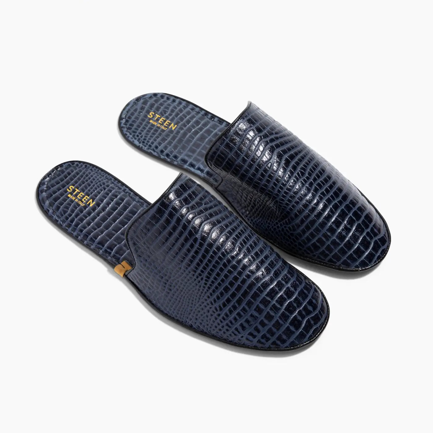 Men’s Crocodile Embossed Leather Foldable Slippers