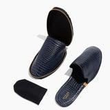 Men’s Crocodile Embossed Leather Foldable Slippers