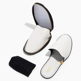 Women’s Crocodile Embossed Leather Foldable Slippers