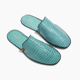 Women’s Crocodile Embossed Leather Foldable Slippers