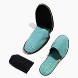Women’s Crocodile Embossed Leather Foldable Slippers