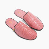 Women’s Crocodile Embossed Leather Foldable Slippers