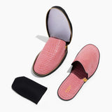 Women’s Crocodile Embossed Leather Foldable Slippers