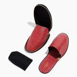 Women’s Crocodile Embossed Leather Foldable Slippers