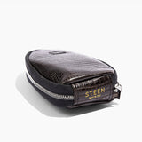 Women’s Crocodile Embossed Leather Foldable Slippers with Eco-Fur