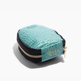 Women’s Crocodile Embossed Leather Foldable Slippers with Eco-Fur