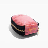 Women’s Crocodile Embossed Leather Foldable Slippers with Eco-Fur