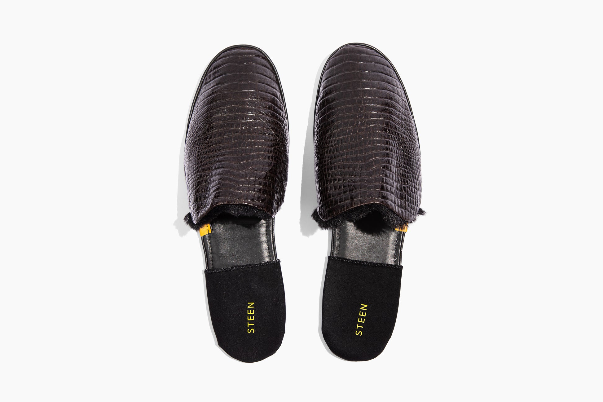 Men's Handmade Black Leather Mule Slippers