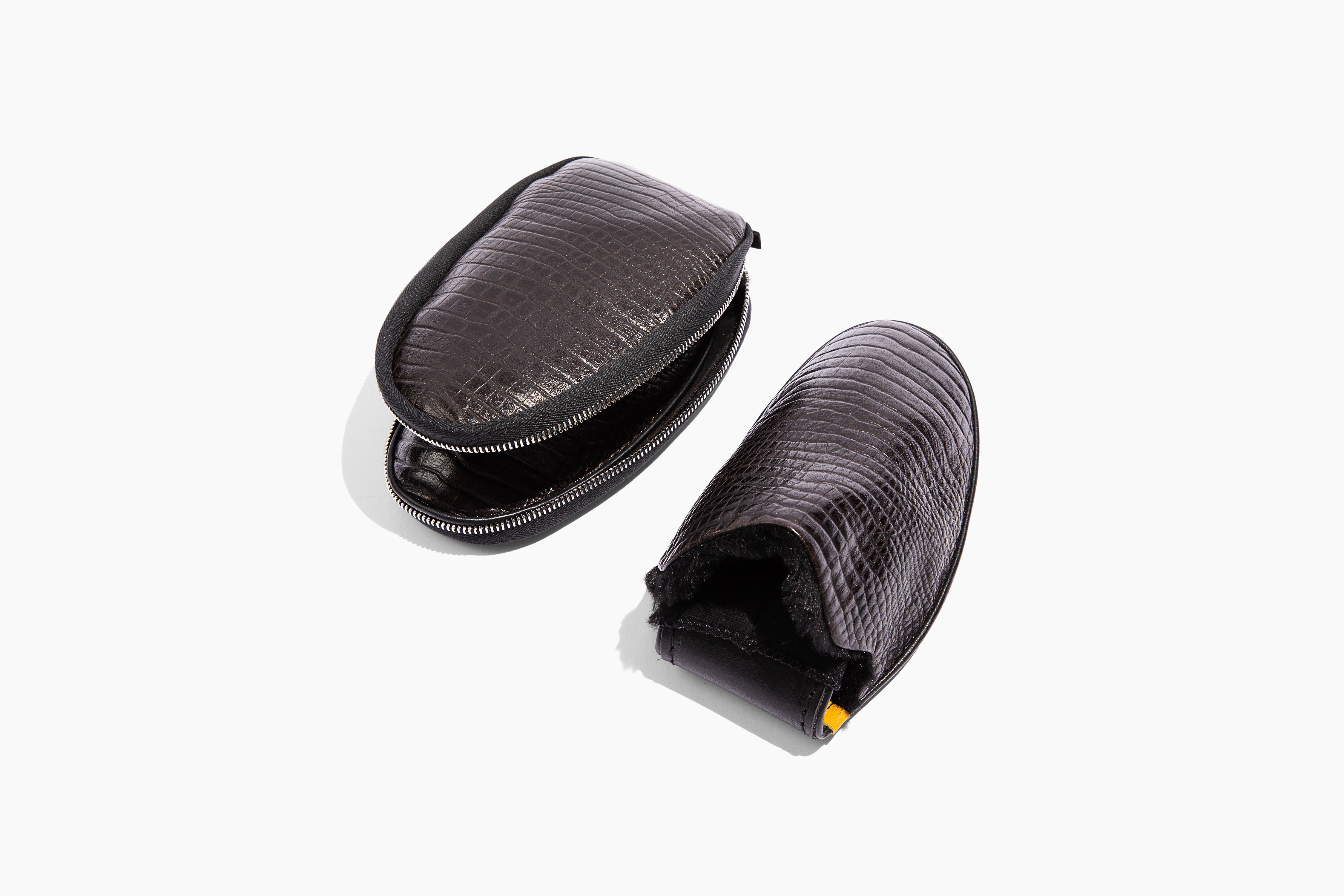 Mens leather travel on sale slippers